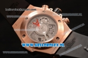 Hublot Big Bang Unico Chrono Swiss Valjoux 7750 Automatic Rose Gold Case with Skeleton Dial Rose Gold Bezel and Black Rubber Strap - 1:1 Original