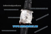 Parmigiani Kalpa Grande Miyota 9015 Automatic Steel Case with Silver Dial and Black Leather Strap Stick/Arabic Numeral Markers