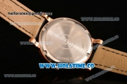 Cartier Rotonde De Miyota Quartz Rose Gold Case with Black Dial Leather Strap and White Roman Numeral Markers