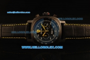 Ferrari California Chronograph Miyota Quartz Movement 7750 Coating/PVD Case with Black Dial and Black Leather Strap