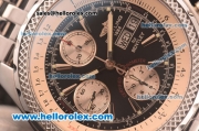 Breitling for Bentley GT Swiss Valjoux 7750 Chronograph Movement Steel Case with Black Dial and White Subdials-SS Strap