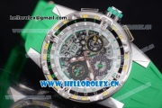 Richard Mille RM60-01 Asia Automatic Steel Case with Skeleton Dial Green Rubber Strap and Stick/Arabic Numeral Markers