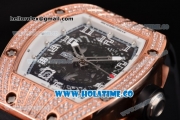 Richard Mille RM010 Miyota 9015 Automatic Rose Gold/Diamonds Case with Skeleton Dial and White Inner Bezel