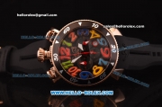 Gaga Milano Chrono 48 Miyota OS20 Quartz Rose Gold Case with Black Dial and Colorful Numeral Markers