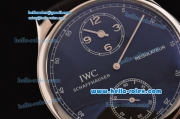 IWC Portuguese Asia 6497-CHG Manual Winding Steel Case with Black Leather Strap Black Dial Numeral Markers