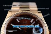 Rolex Day-Date Swiss ETA 2836 Automatic 18K Rose Gold Case with Brown Dial Stick Markers and 18K Rose Gold Bracelet (BP)