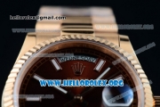 Rolex Day-Date Swiss ETA 2836 Automatic Rose Gold Case with Brown Dial Stick Markers and Rose Gold Bracelet (BP)