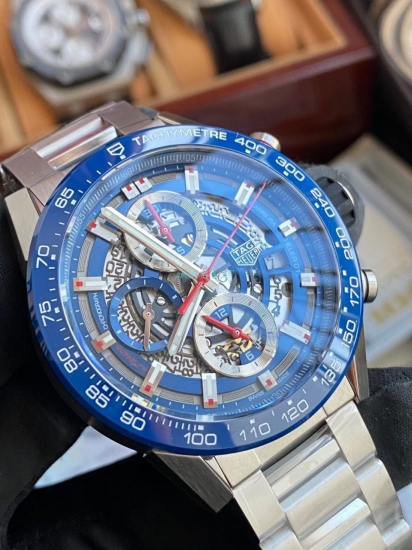 XF Tag Heuer Carrera 1:1 High Quality Replica Watch CAR201T.BA0766 Blue Dial Steel Band Watch - Click Image to Close