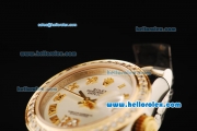 Rolex Datejust Automatic Movement ETA Coating Case with White Dial and Gold Roman Numerals-Diamond Bezel