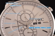 IWC Portuguese Chrono Japanese Miyota OS10 Quartz Steel Steel Case Stick Markers with Stainless Steel Strap and White Dial