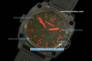 U-Boat Thousands of Feet Swiss ETA 2836 Automatic Movement PVD Case with Black Dial and Red Markers-Black Leather Strap