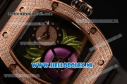 Richard Mille RM19-02 Tourbillon Fleur 9015 Auto Rose Gold Case with Black Dial and Black Rubber Strap