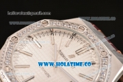 Audemars Piguet Royal Oak 41MM Asia Automatic Steel Case with White Grids Dial Diamonds Bezel and Stick Markers