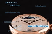 Patek Philippe Complications ST22 Automatic Rose Gold Case with Black Roman Numeral Markers and White Dial - Gold Hands