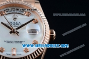 Rolex Day-Date Swiss ETA 2836 Automatic Rose Gold Case with White Dial Diamonds Markers and Rose Gold Bracelet (BP)