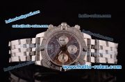 Breitling Chronomat B01 GMT Swiss Valjoux 7750 Automatic Steel Case/Strap with Brown Dial and Diamond Bezel