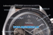 Omega Speedmaster Apollo 17 40th Anniversary Venus 7750 Manual Winding Steel Case with Grey Dial Stick Markers and Black Leather Strap (EF)