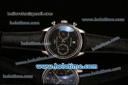 IWC Portuguese Chrono Miyota OS20 Quartz Steel Case with Black Dial Numeral Markers and Black Leather Bracelet