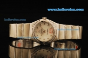 Omega Constellation Swiss ETA Quartz Movement Diamond Bezel with White MOP Dial and Diamond Markers - Lady Model