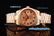 Rolex Day-Date II Rolex 3156 Automatic Movement Full Rose Gold with Rose Gold Dial and Black Roman Numerals