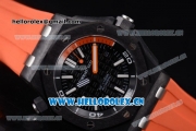 Audemars Piguet Royal Oak Offshore Diver Clone AP Calibre 3120 Automatic PVD Case with Black Dial Stick Markers and Orange Rubber Strap (EF)