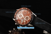 Tag Heuer Carrera Caliber 16 Automatic Movement 7750 Coating Case with Brown Bezel-Brown Dial and Black Rubber Strap