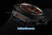 Hublot Big Bang Swiss Valjoux 7750 Automatic Movement Ceramic Case with Black Dial-Red Markers and Black Rubber Strap