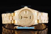Rolex Day Date Oyster Perpetual Swiss ETA 2836 Automatic Movement Full Gold Case with Diamond Bezel and Diamond Dial