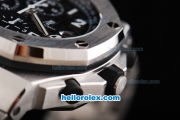 Audemars Piguet Royal Oak Offshore Black Themes Chronograph Swiss Valjoux 7750 Movement Black Dial with White Numeral Marker-SS Strap