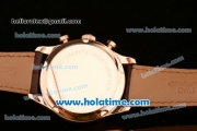 IWC Portuguese Chrono Miyota OS20 Quartz Rose Gold Case with White Dial Numeral Markers and Brown Leather Bracelet