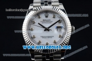 Rolex Datejust II Swiss ETA 2836 Automatic Steel Case with White Dial Diamonds Markers and Stainless Steel Bracelet (BP)