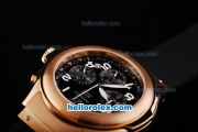 Hublot MDM Chronograph Miyota Quartz Movement Rose Gold Case with Black Dial and White Numeral Markers-Lady Size