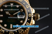 Rolex GMT-Master II Clone Rolex 3186 Automatic Yellow Gold Case/Bracelet with Green Dial and Dot Markers (BP)