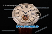 Cartier Ballon Bleu De Tourbillon Asia Automatic Steel Case with White Dial and Roman Numeral Markers - Diamonds Bezel