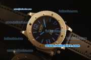 U-Boat Italo Fontana U-42 Asia 6497 Manual Winding Steel Case with Black Dial and Black Leather Strap-Blue Markers