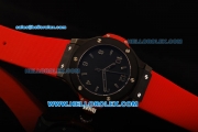 Hublot Big Bang Swiss Quartz Movement PVD Case with Black Dial and Red Rubber Strap