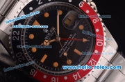 Rolex GMT Master Vintage Asia 2813 Automatic Full Steel and Black/Red Bezel with Black Dial- Yellow Punctate Markers