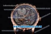 Roger Dubuis Excalibur Asia ST16 Automatic Rose Gold Case with Skeleton Dial and Black Leather Strap