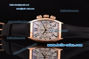 Franck Muller Casablanca Chronogarph Miyota OS20 Quartz Rose Gold Case with Black Numeral Markers and Black Rubber Strap