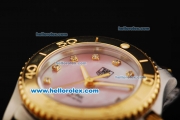 Tag Heuer Link 200 Meters Original Swiss Quartz Movement Pink MOP Dial with Diamond Markers and Gold Bezel