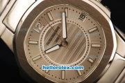 Patek Philippe Nautilus Swiss Quartz Movement Full Steel with Silver Dial and White Markers