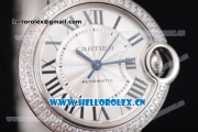 Cartier Ballon Bleu Medium Asia Automatic Stainless Steel Case/Bracelet with Silver Dial and Roman Numeral Markers Diamonds Bezel(YF)