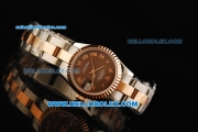 Rolex Datejust Automatic Movement Brown Dial with Rose Gold Bezel and Two Tone Strap-Lady Model