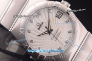 Omega Constellation Co-Axial Swiss ETA 2824 Automatic Full Steel Case with White Stripy Dial and Diamond Markers