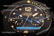 Panerai PAM 617 Luminor Submersible Flyback Asia Automatic Titanium Case with Black Dial and Yellow Dot Markers