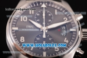 IWC Pilot's Watch Spitfire Chronograph Swiss Valjoux 7750 Automatic Full Steel with Grey Dial and White Arabic Numeral Markers