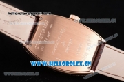 Franck Muller Casablanca Asia Automatic Rose Gold/Diamonds Case with Diamonds Dial and Brown Leather Strap (ZF)