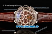Cartier Ballon Bleu De Tourbillon Moonphase Asia Automatic Steel Case with Brown Dial and Roman Numeral Markers - Diamonds Bezel