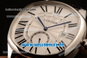 Cartier Drive de Cartier Asia Automatic Steel Case with White Dial and Black Leather Strap (AAAF)