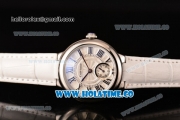 Cartier Ballon Bleu De Small Swiss Quartz Steel Case with White Dial Black Roman Numeral Markers and White Leather Strap